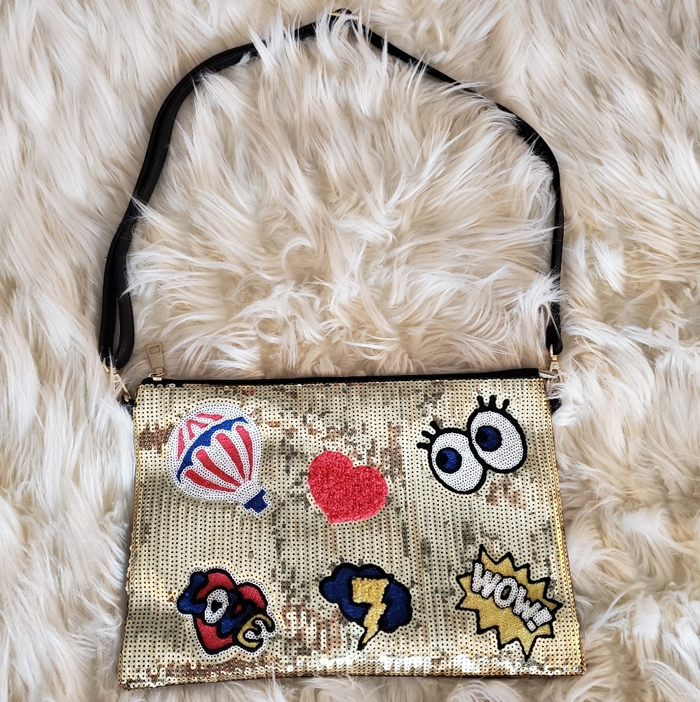NEW - Cute Reversable Sequins Leather Purse